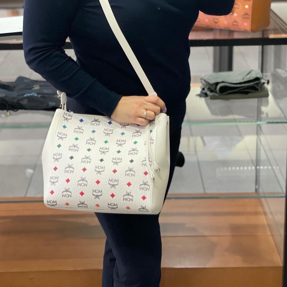 MCM white color medium size hobo$850+ tax - Picture 8 of 9